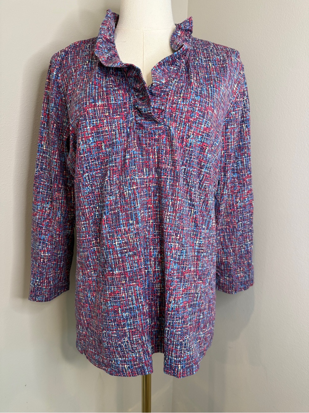 J.McLauglin Multi Colored Durham Ruffle Blouse in Catalina Cloth